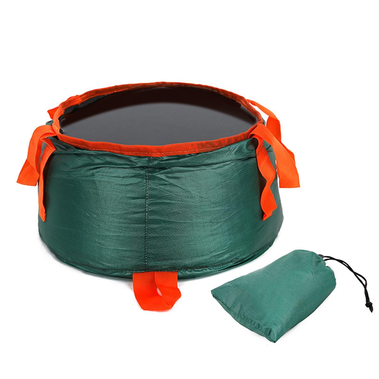 Collapsible Bucket Foldable for Camping with Bag Wash Basin Dark Green