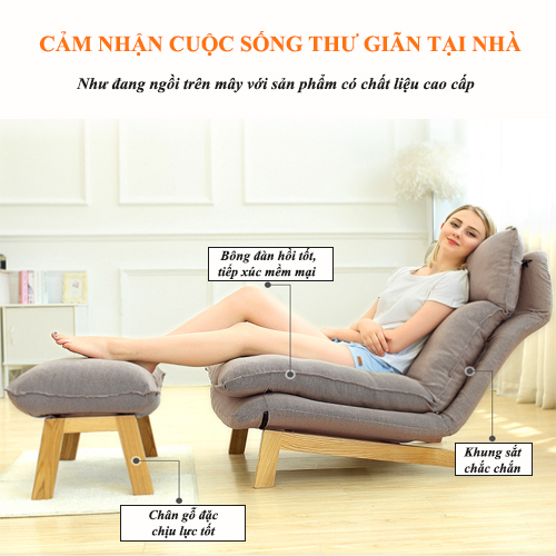 [FREESHIP + TẶNG ĐÔN] Ghế Thư Giãn Thời Trang Gỗ Cao Cấp, Ghế Sofa Nghỉ Ngơi Đọc Sách Báo Ngả Lưng 6 Mức Độ Có Khóa Kéo Dễ Dàng Vệ Sinh