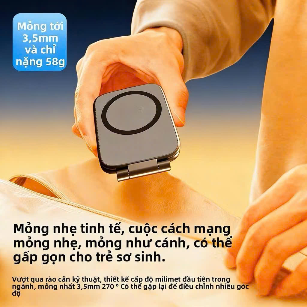 Giá đỡ điện thoại ô tô từ tính siêu mỏng, giá đỡ điện thoại nam châm siêu mạnh xoay 360 độ gấp gọn - Hàng chính hãng