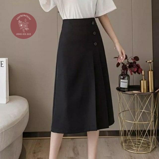 Chân Váy Midi Chữ A - Chân Váy Công Sở Dài Qua Gối Siêu Sang Chảnh