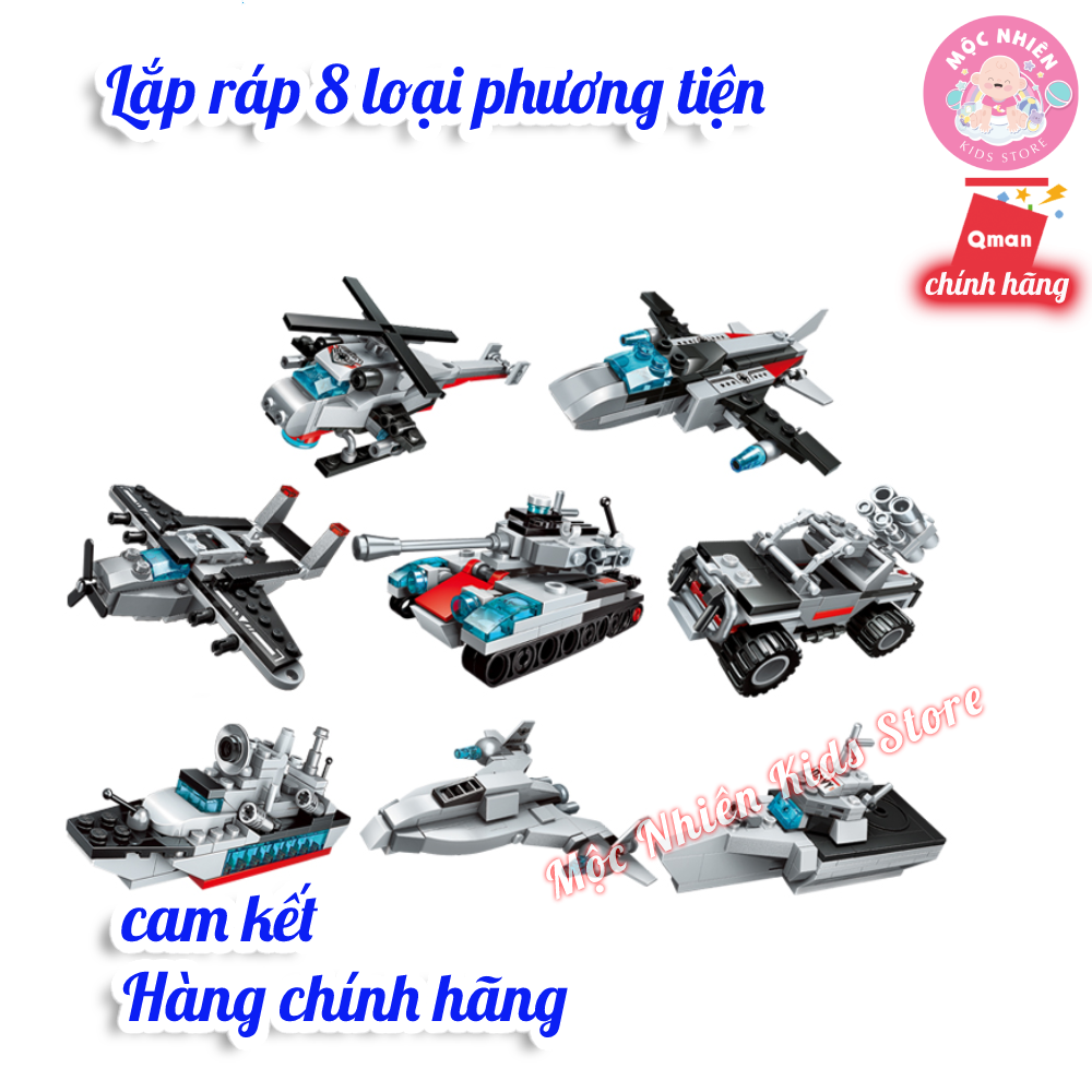 Đồ chơi lắp ráp, xếp hình tàu chiến Qman 1411 cho bé trai - Tàu tuần dương biển (700 mảnh ghép)