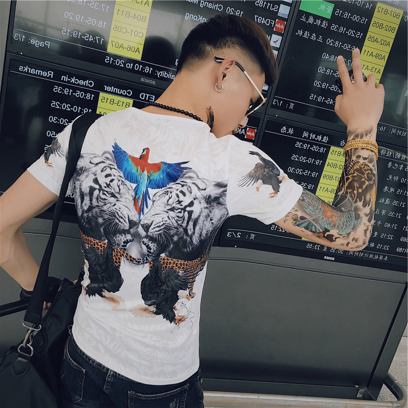 Áo thun Nam họa tiết con cọp và phượng hoàng độc đáo, chất liệu vải thun lạnh cao cấp dễ phối đồ hợp xu hướng thời trang