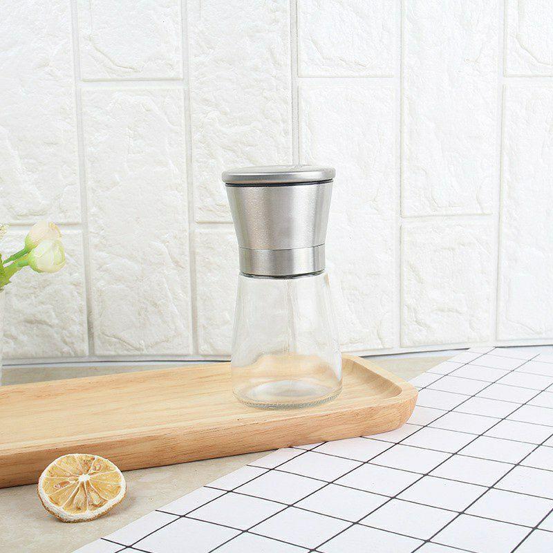 Lọ xay tiêu cầm tay inox tiện lợi - Dụng cụ xay tiêu cầm tay thủy tinh nắp inox cao cấp đa năng