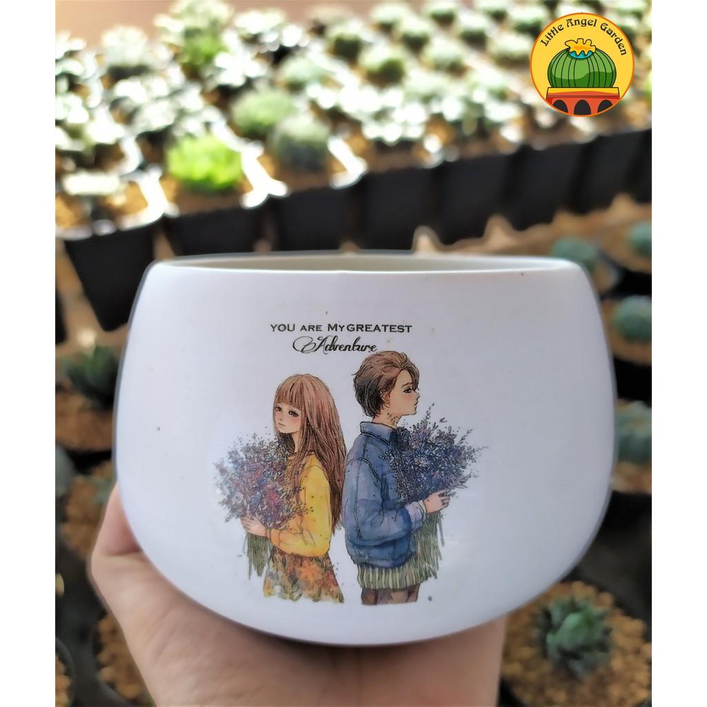 Chậu men hạt dẻ trồng cây cảnh, sen đá, xương rồng, lithops | Chậu hạt dẻ 10 cm x 8 cm