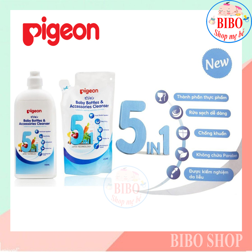 DUNG DỊCH SÚC RỬA BÌNH SỮA 5 IN 1 PIGEON