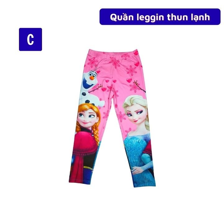 Quần leggin bé gái xinh đẹp hình Elsa - Anna từ 23-45kg - chất liệu thun lạnh