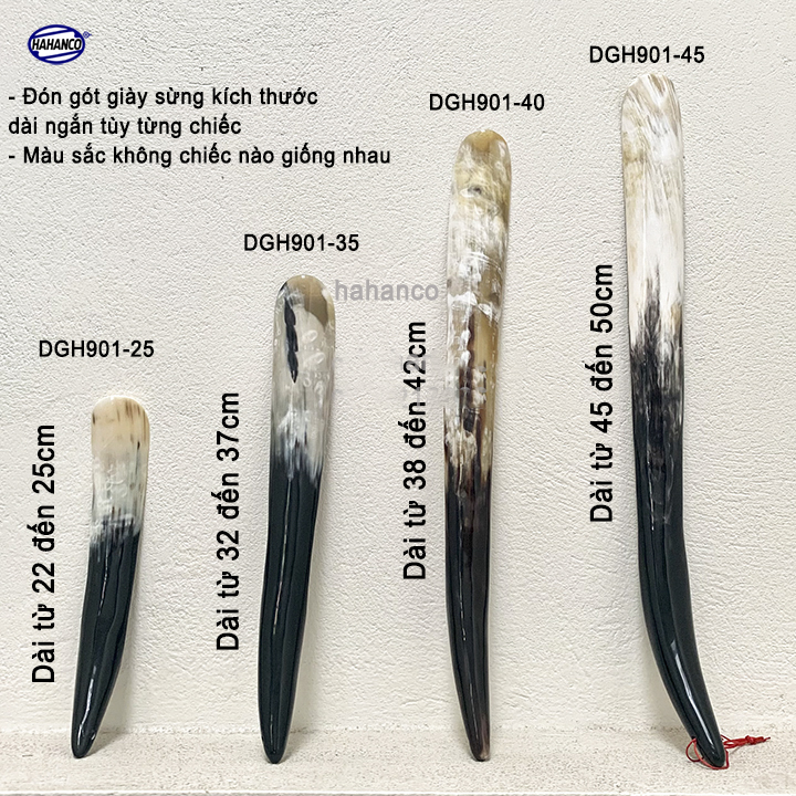 Dụng cụ Đón gót giày bằng sừng nguyên chiếc (Dài 45 - 50cm) DGH901-45 - Đón gót giày mọi tư thế cho cả nam và nữ