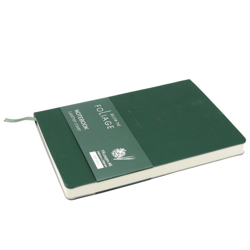 Sổ Bìa Da A5 - Không Kẻ Có Chấm 176 Trang 100gsm - Foliage Pine - The Sun - Màu Xanh Cổ Vịt