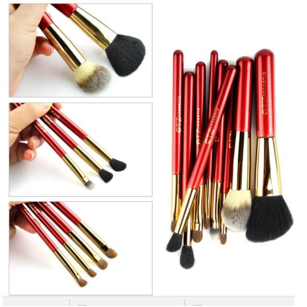 Bộ Cọ Trang Điểm 9 cây Cao cấp TZ 9pcs Goat Hair Makeup Brushes Set with Bag(Red)