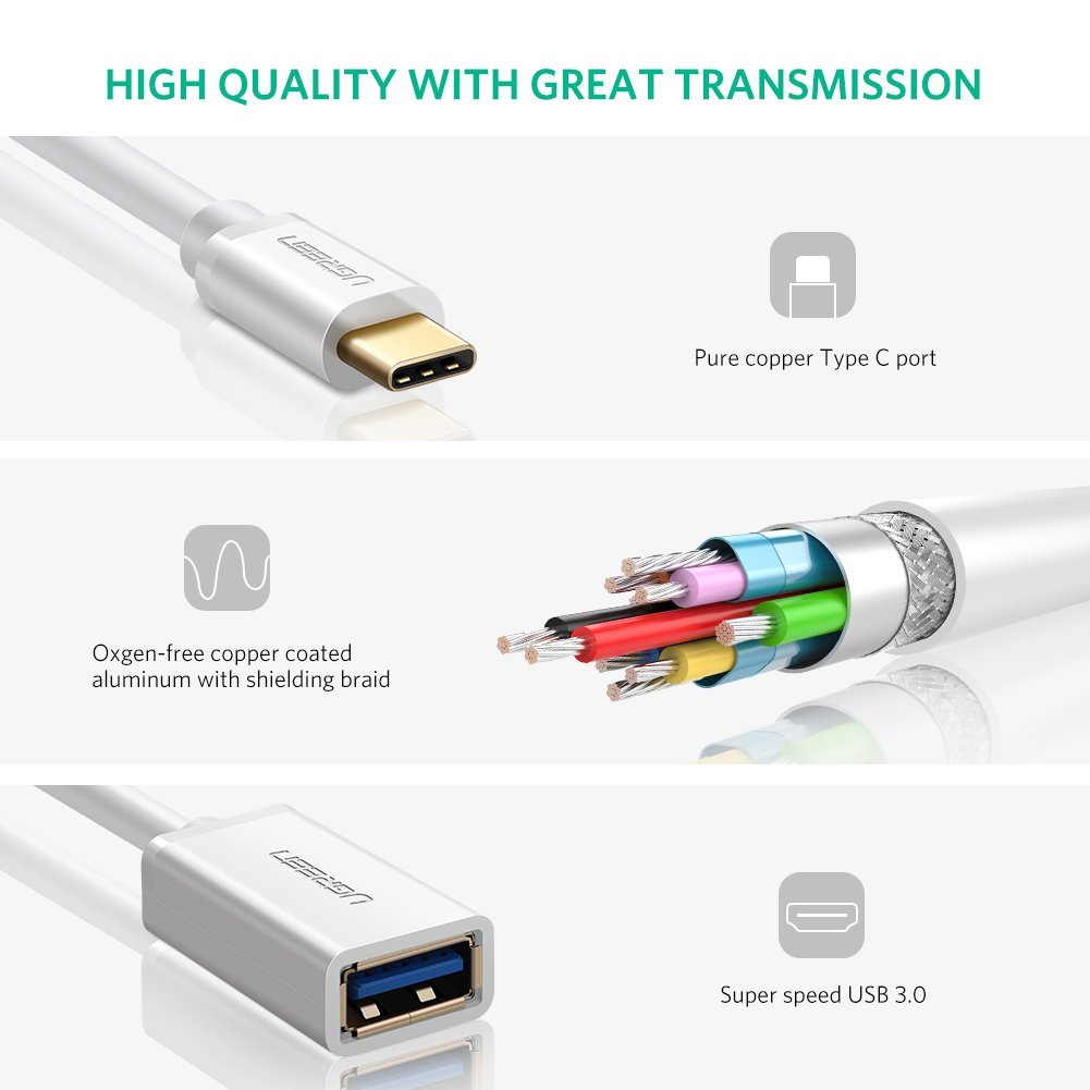 Cáp chuyển đổi USB Type-C to USB 3.0 - Hàng chính hãng Ugreen