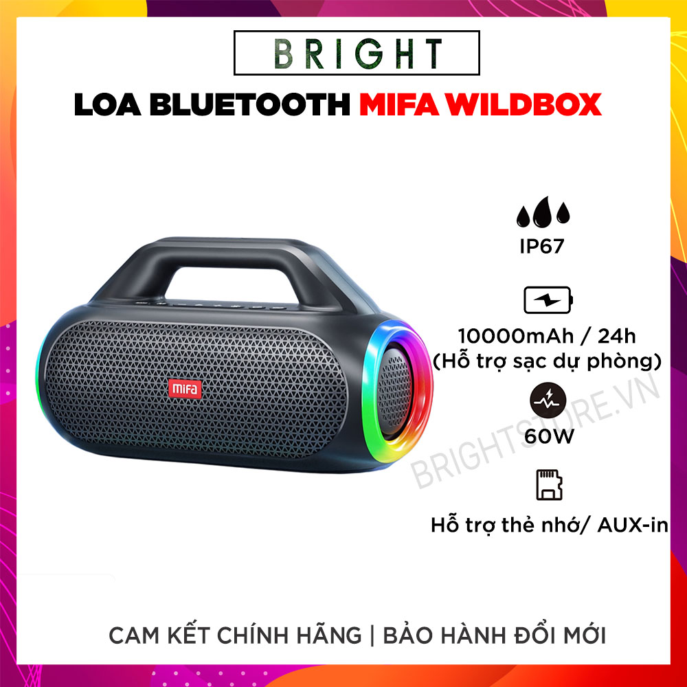 Loa Bluetooth MIFA WildBox Công Suất 60W, Bluetooth 5.3 - Hàng Chính Hãng