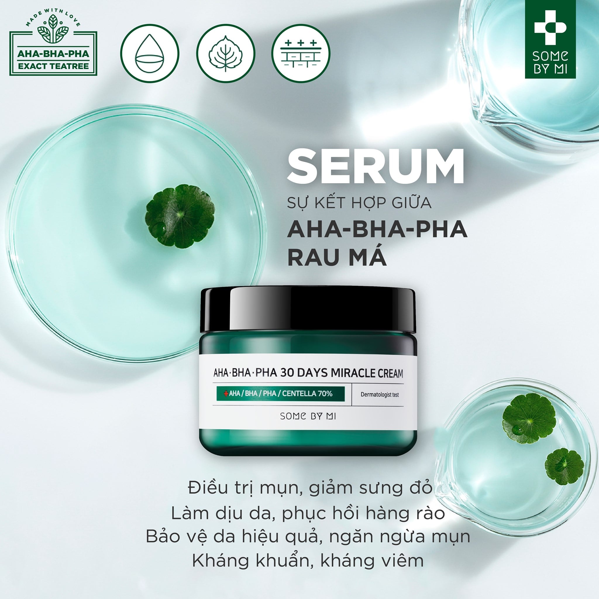 Combo 3 sản phẩm ngừa mụn Some By Mi AHA-BHA-PHA 30 Days Miracle (Toner, Serum, Cream)