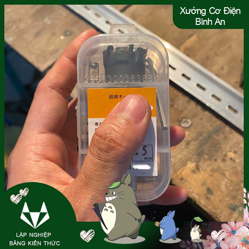 Mũi vét đường kính phi 25mm inox khoan khoét lỗ tròn đầu hợp kim có định tâm