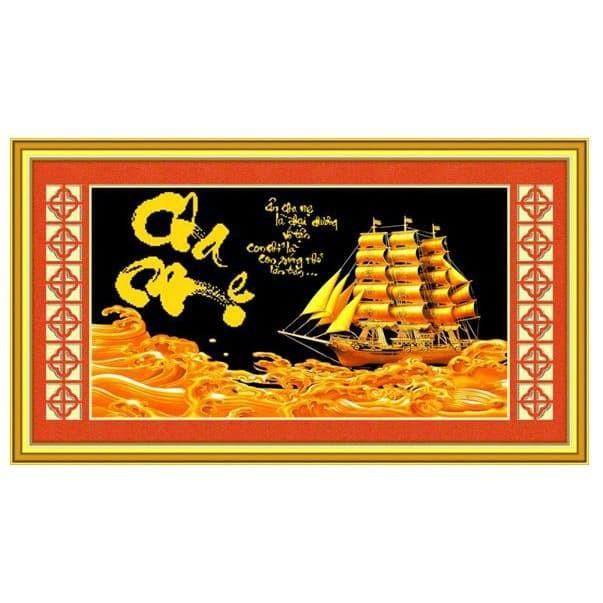 Tranh đá cha mẹ cánh buồm nền đen DF071 - kích thước: 75 * 46cm.