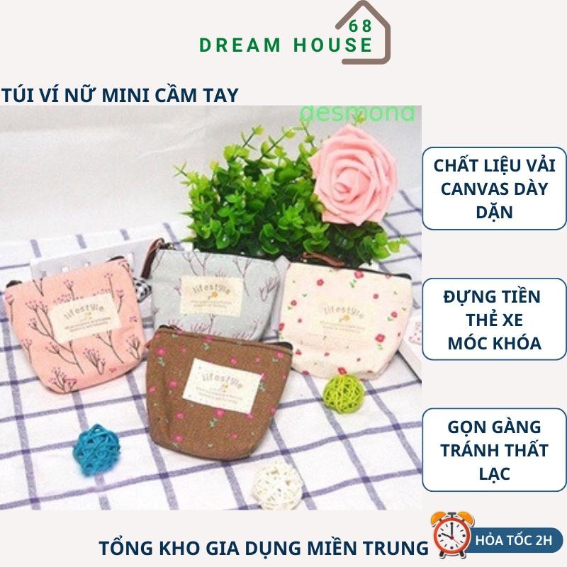 Túi Ví Nữ Mini Cầm Tay Vải Canvas Đựng Đồ Nhỏ Dể Thương Phong Cách Hàn Quốc