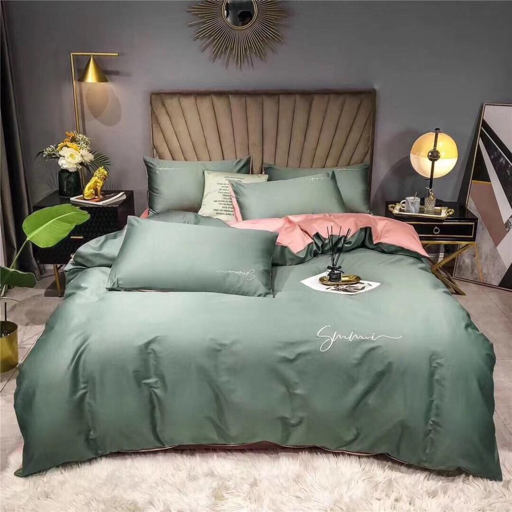 Bộ 5 Món Vỏ Chăn Tencel 40s Sumoi LAN PHAM BEDDING - Xanh Nhạt