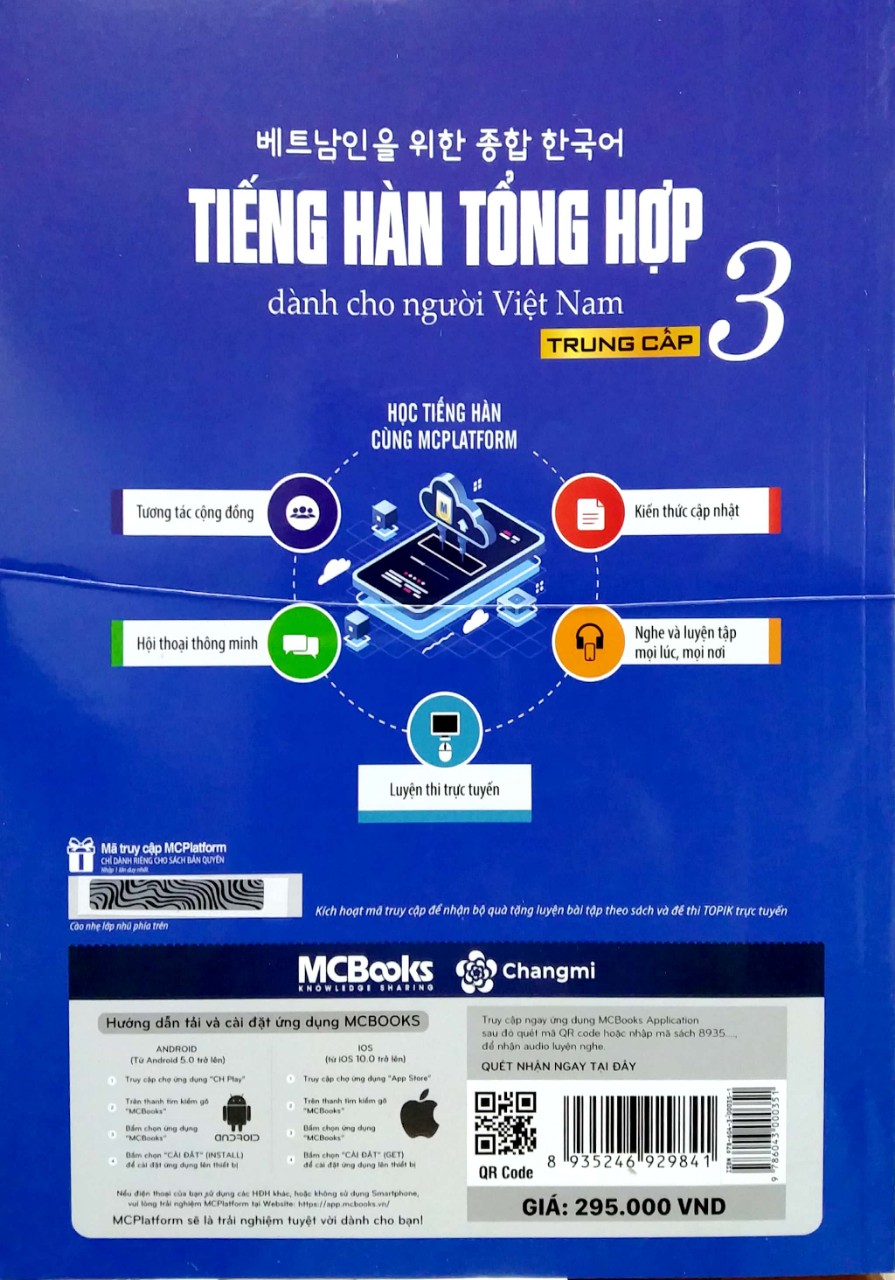 Combo Giáo trình tiếng hàn tổng hợp sơ cấp 3+SBT phiên bản màu