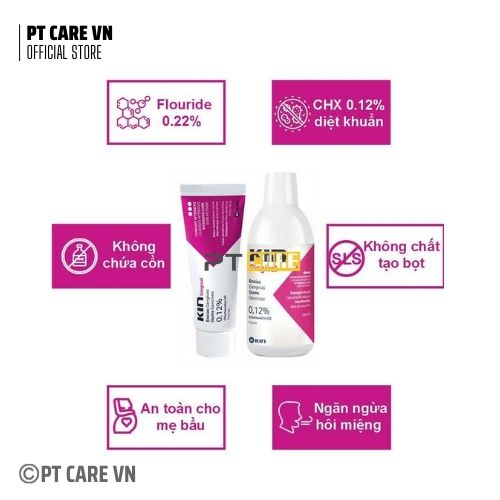 Combo Nước Súc Miệng Và Kem Đánh Răng Kin Gingival 250ml/75ml Ngăn Ngừa Viêm Nướu