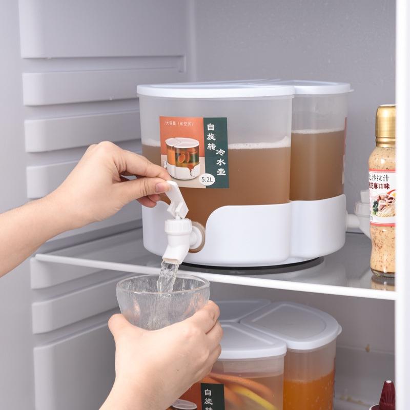 Bình đựng nước có vòi - Bình nước nhựa chia 3 ngăn dung tích 5.2L đế xoay tiện lợi