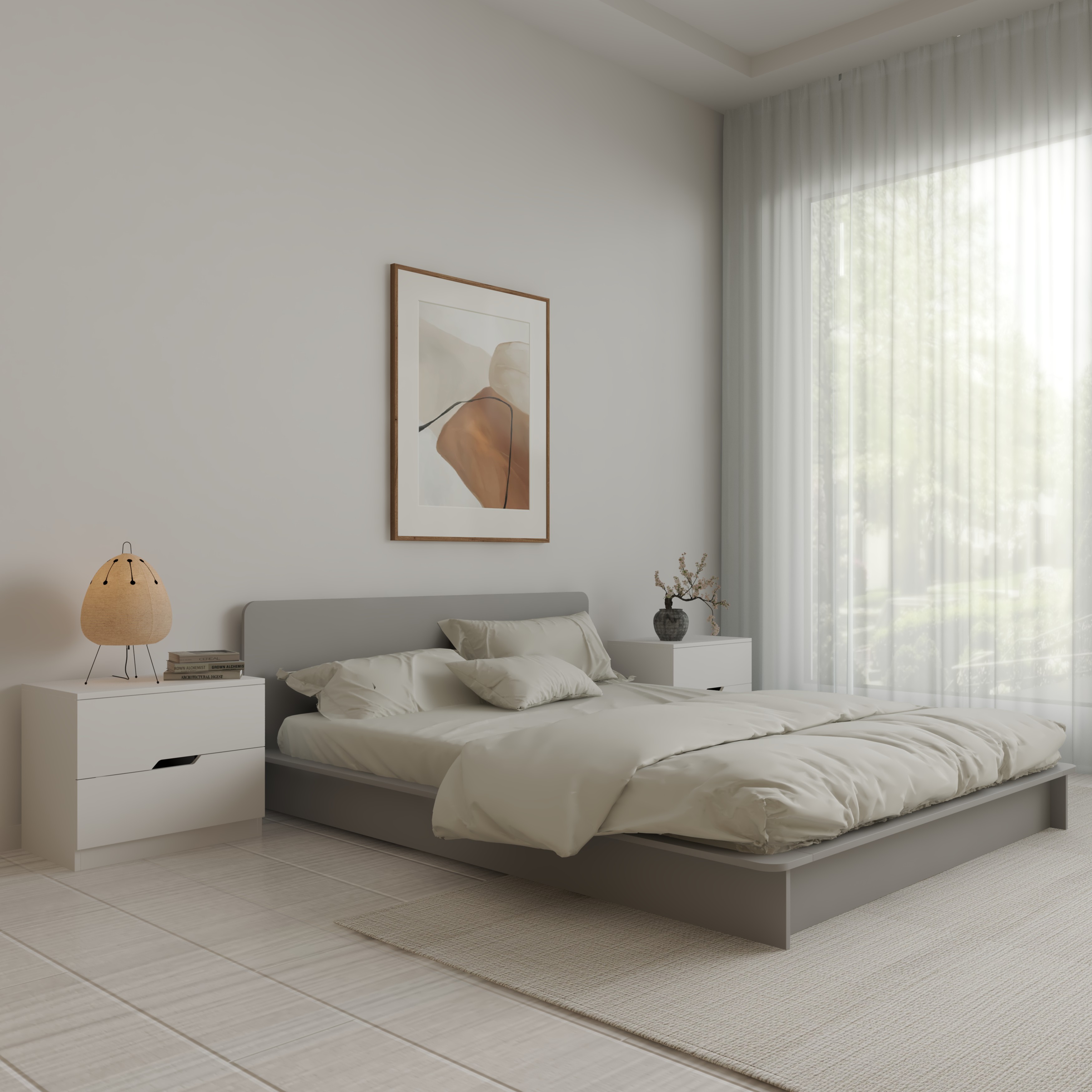 [Happy Home Furniture] NOMIA , Giường ngủ bệt bo viền , GNG_060, GNG_061, GNG_062, GNG_063