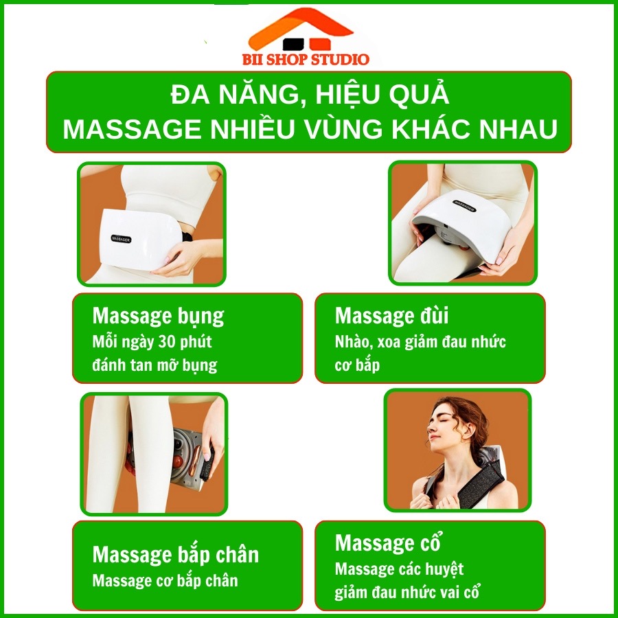 Máy Massage Bụng, Đai Massage Bụng Đa Năng Tích Hợp Đá Nóng Himalaya Giúp tan Mỡ Bụng, Chân Đùi, An Toàn Dễ Sử Dụng