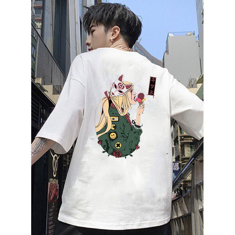 Áo thun unisex form rộng hoạt tiết cô gái ăn kem cực ngầu