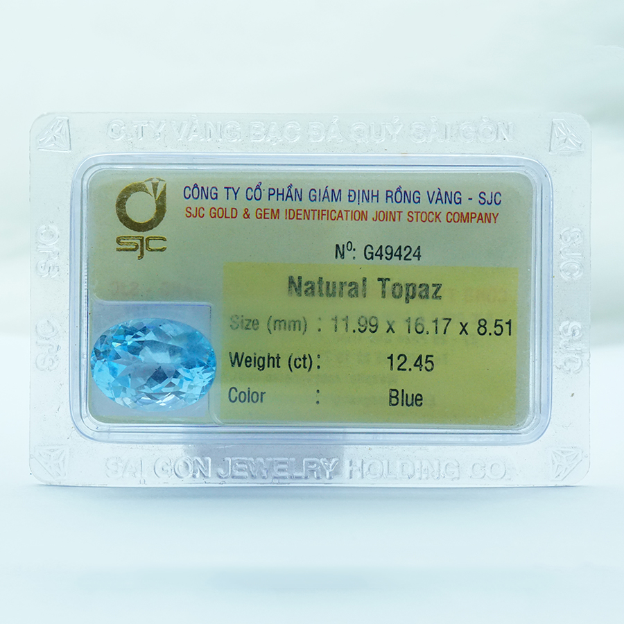 Viên đá Topaz kiểm định tự nhiên mài giác oval - 49424