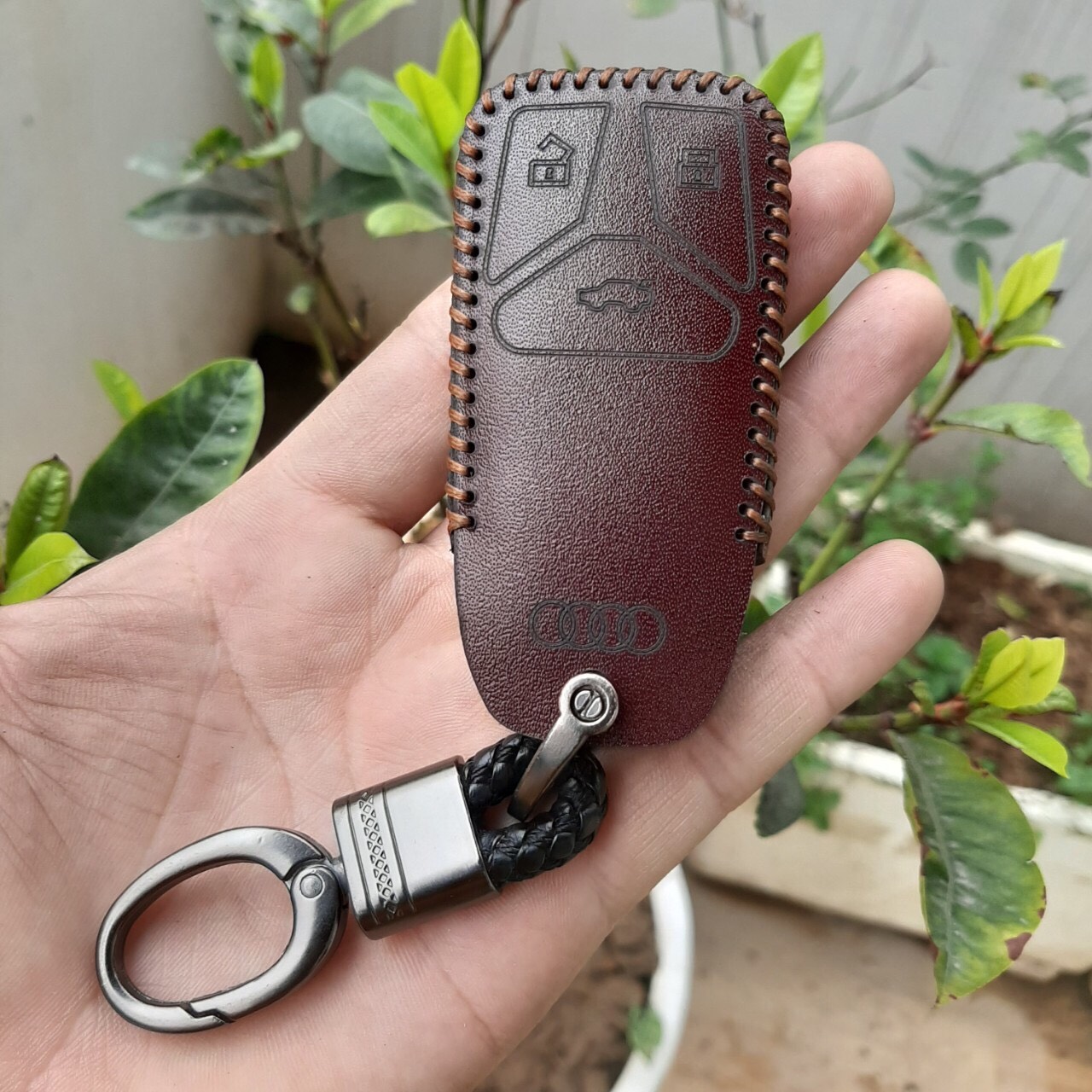Bao da chìa khoá Audi A3, A4, A5, A6, A7, A8, A4L, A6L, Q5, Q7. Da thật bảo hành 2 năm, khóa như hình