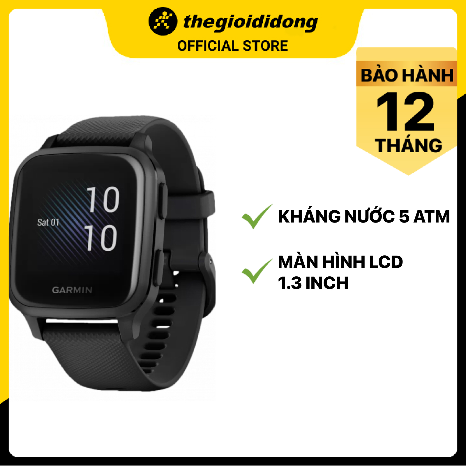 Đồng hồ thông minh Garmin Venu SQ Music dây silicone đen - Hàng chính hãng