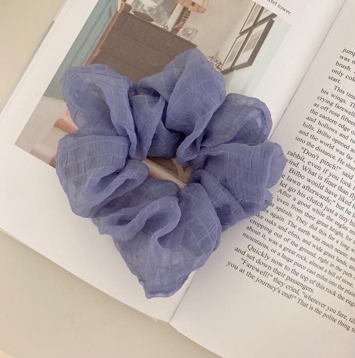Dây buộc tóc Scrunchies vải mềm kẻ chìm dễ thương