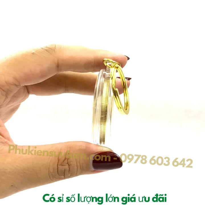 Móc Khóa Xu Úc Hình Con Mèo Mạ Vàng, đường kính: 4cm, màu vàng - SP005897