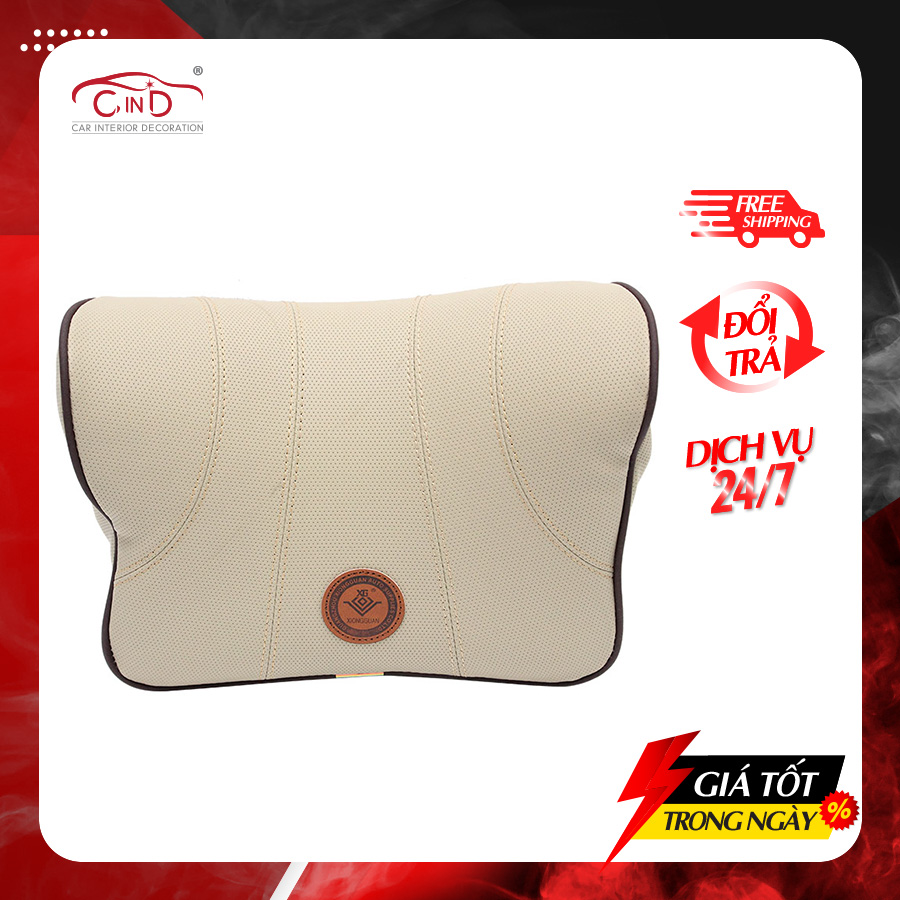 Gối Tựa Đầu Cao Su Non Bọc Da CIND G003 Màu Kem