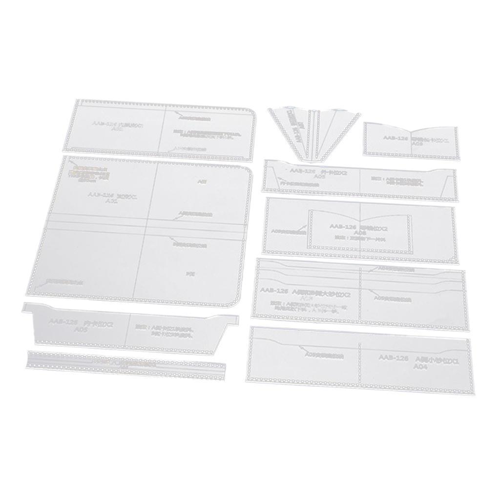 10pcs Acrylic Wallet Pattern Stencil Template Leather Crafts for Women Men