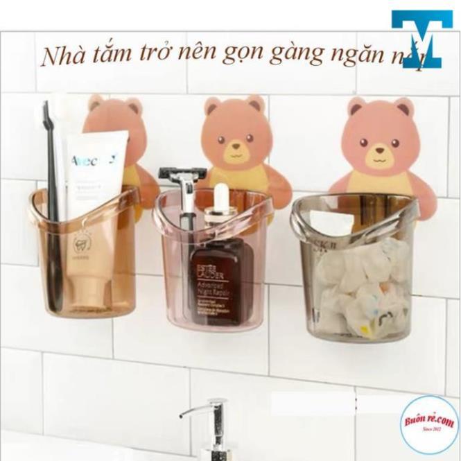 Cốc Đựng Bàn Chải, Kem Đánh Răng Hình Gấu Gắn Tường-00879