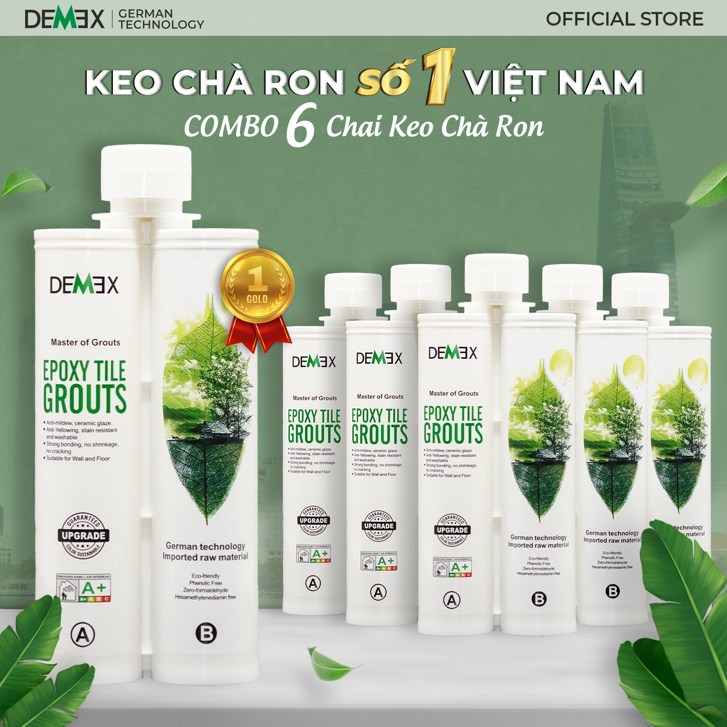 Combo 6 Chai Keo Chà Ron DEMEX - Keo Epoxy 2 Thành Phần - 400gr - Không Chứa Chất Gây Ung Thư