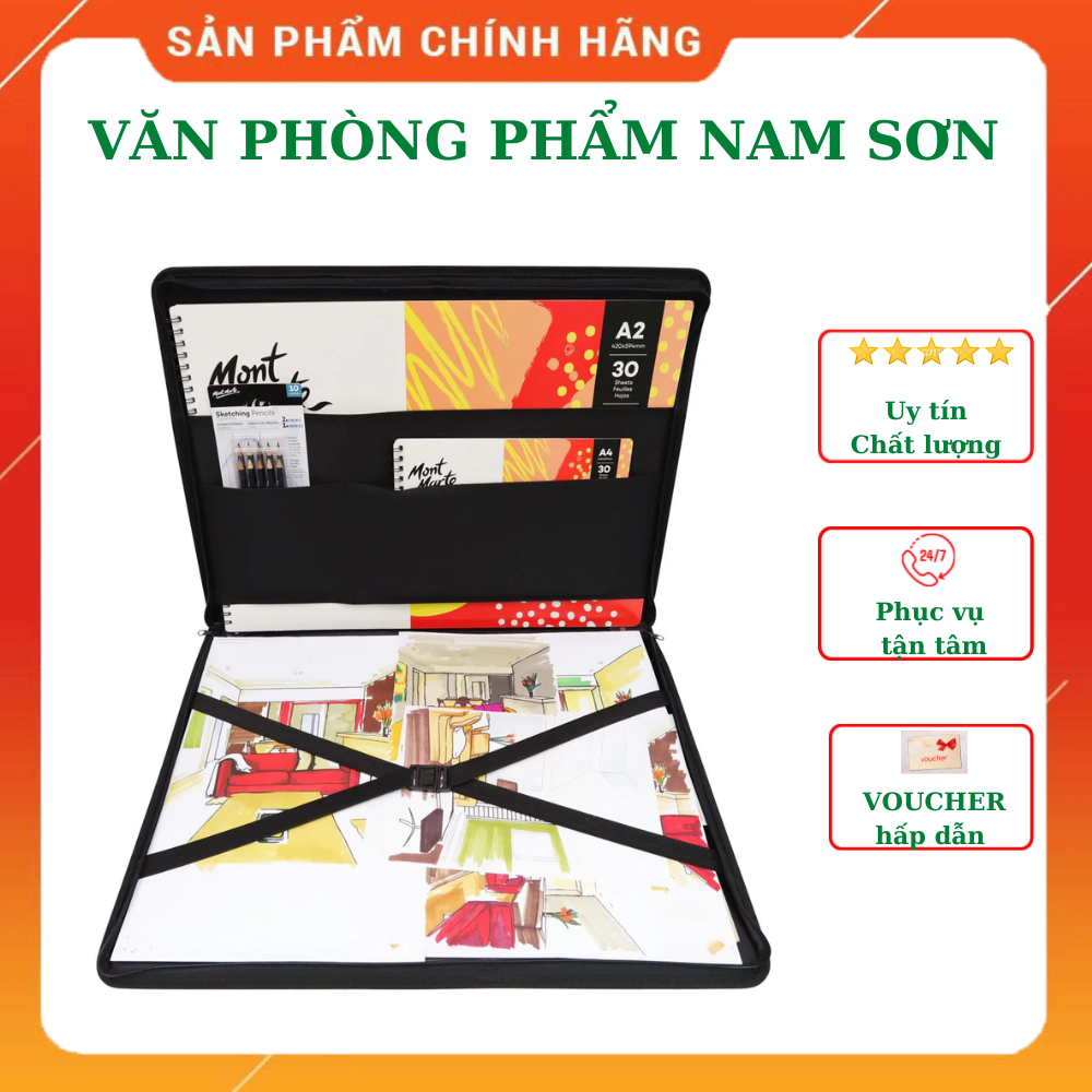 Cặp Mont Marte đựng tài liệu, sổ vẽ, giấy vẽ hoặc tranh