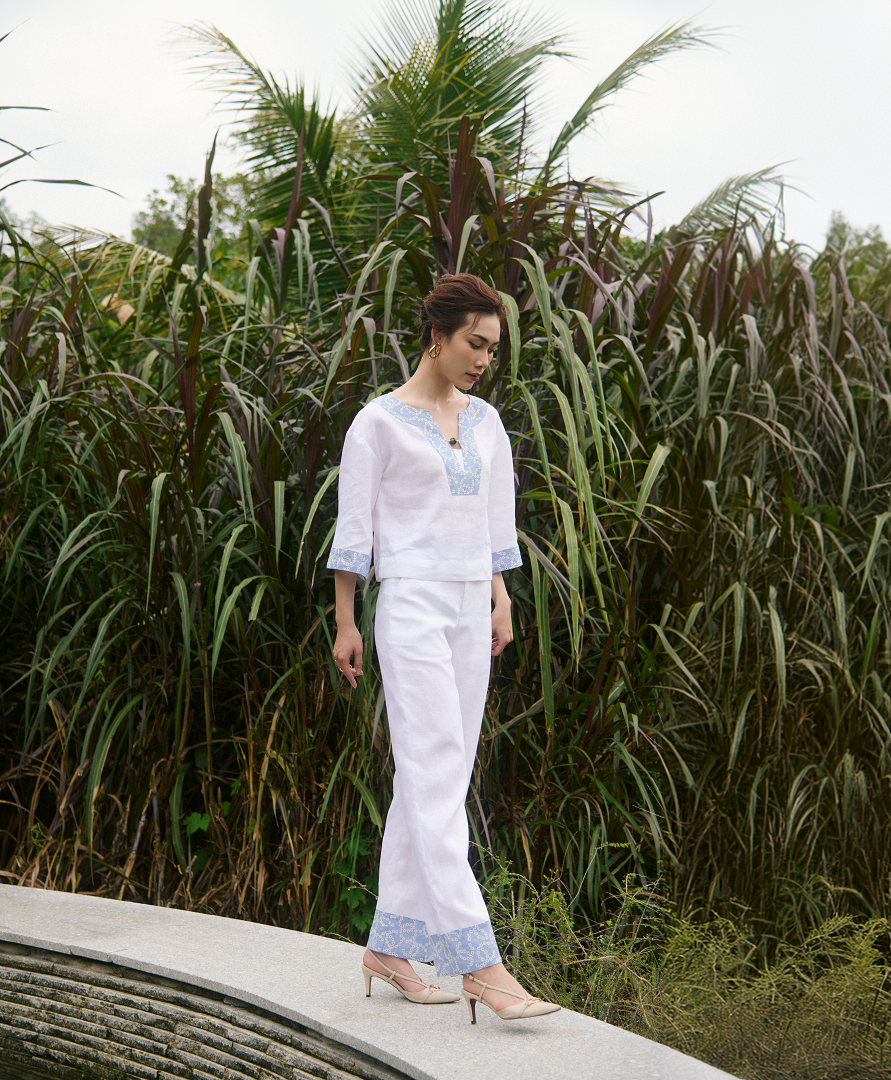 Áo Linen Thêu Thảo TOP233 thời trang thiết kế Hity