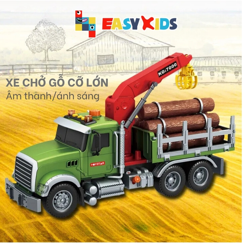 Xe Đồ Chơi Cho Bé Xe Chở Gỗ Mô Hình 1:12 Cỡ Lớn Có Đèn Nhạc