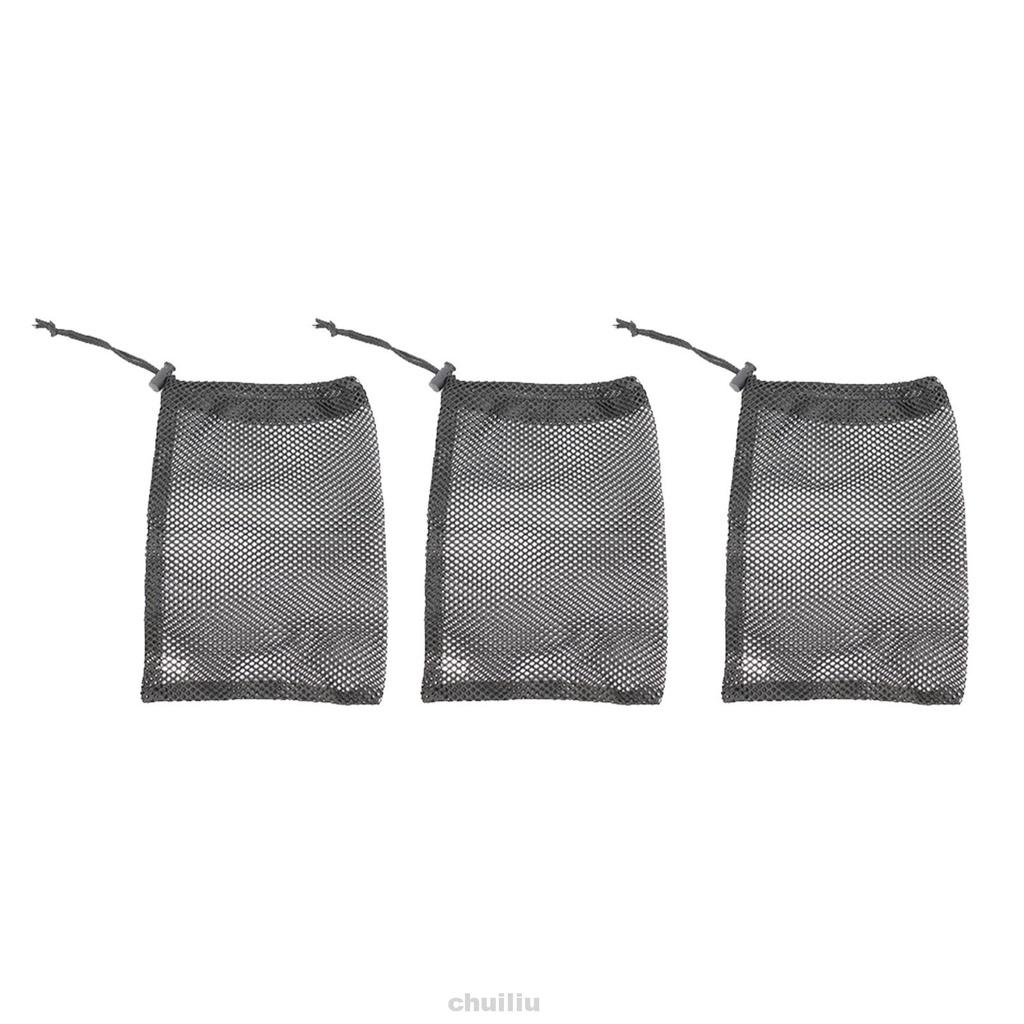 Set 3 túi lưới đựng bóng golf màu đen sức chứa lớn có dây rút
