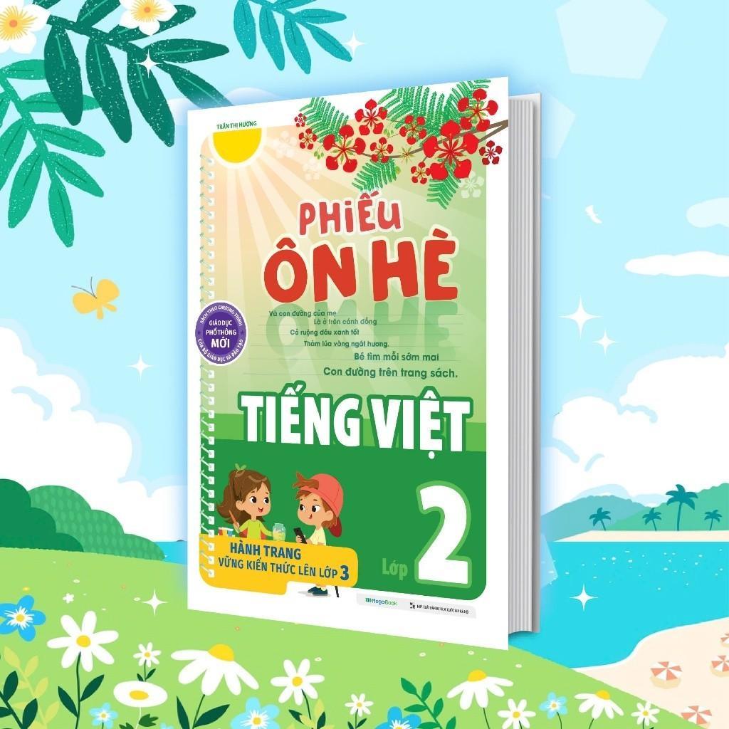 Sách - Phiếu Ôn Hè Toán + Tiếng Việt + Tiếng Anh Lớp 2 - Combo 3 Cuốn - Megabook