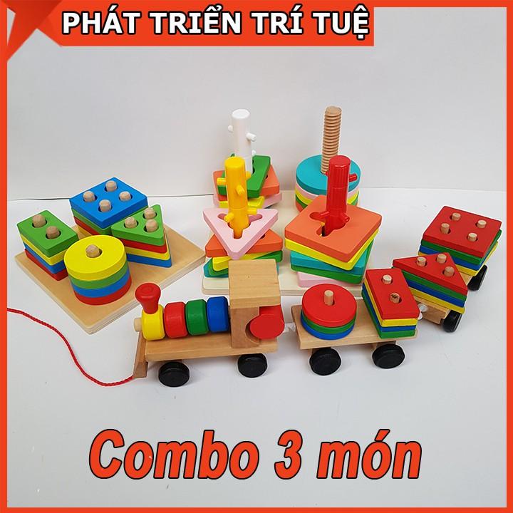 Combo Đồ Chơi Gỗ Phát Triển Trí Tuệ Cho Bé Vừa Chơi Vừa Học