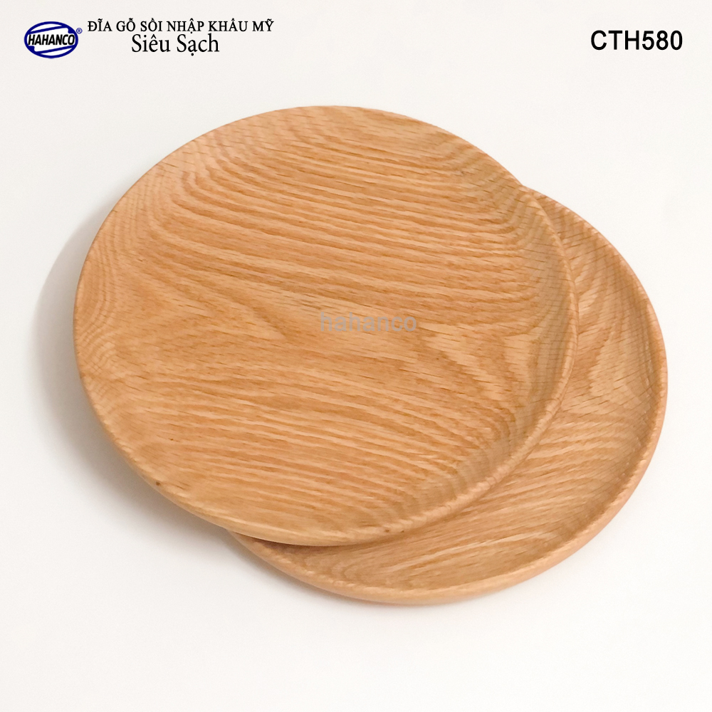 Đĩa gỗ Sồi nhập khẩu Mỹ nguyên khối CTH580 - hàng Xuất Khẩu Châu Âu - đĩa bánh mì/trái cây/ bít tết/ pizza/ phụ kiện chụp ảnh, bày món ăn trong nhà hàng - Sang trọng trên bàn ăn - HAHANCO