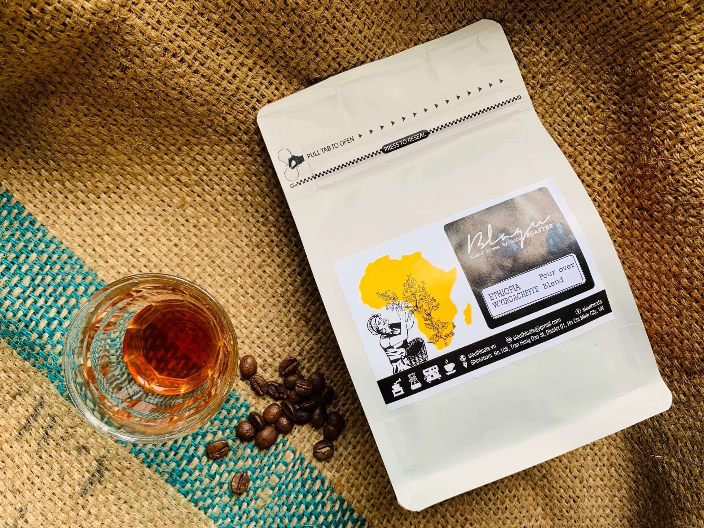 CÀ PHÊ BLAGU HẠT ĐÃ RANG , ETHIOPIA W.YIRGACHEFFE, LIGHT MEDIUM ROAST 250G