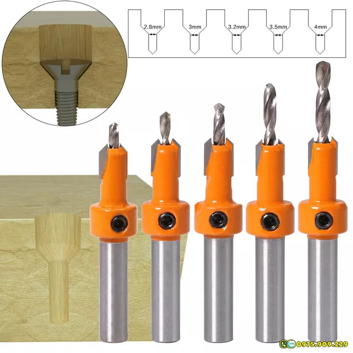 Mũi khoan âm vít gỗ cao cấp - Mũi khoan 2 tầng âm đầu vít