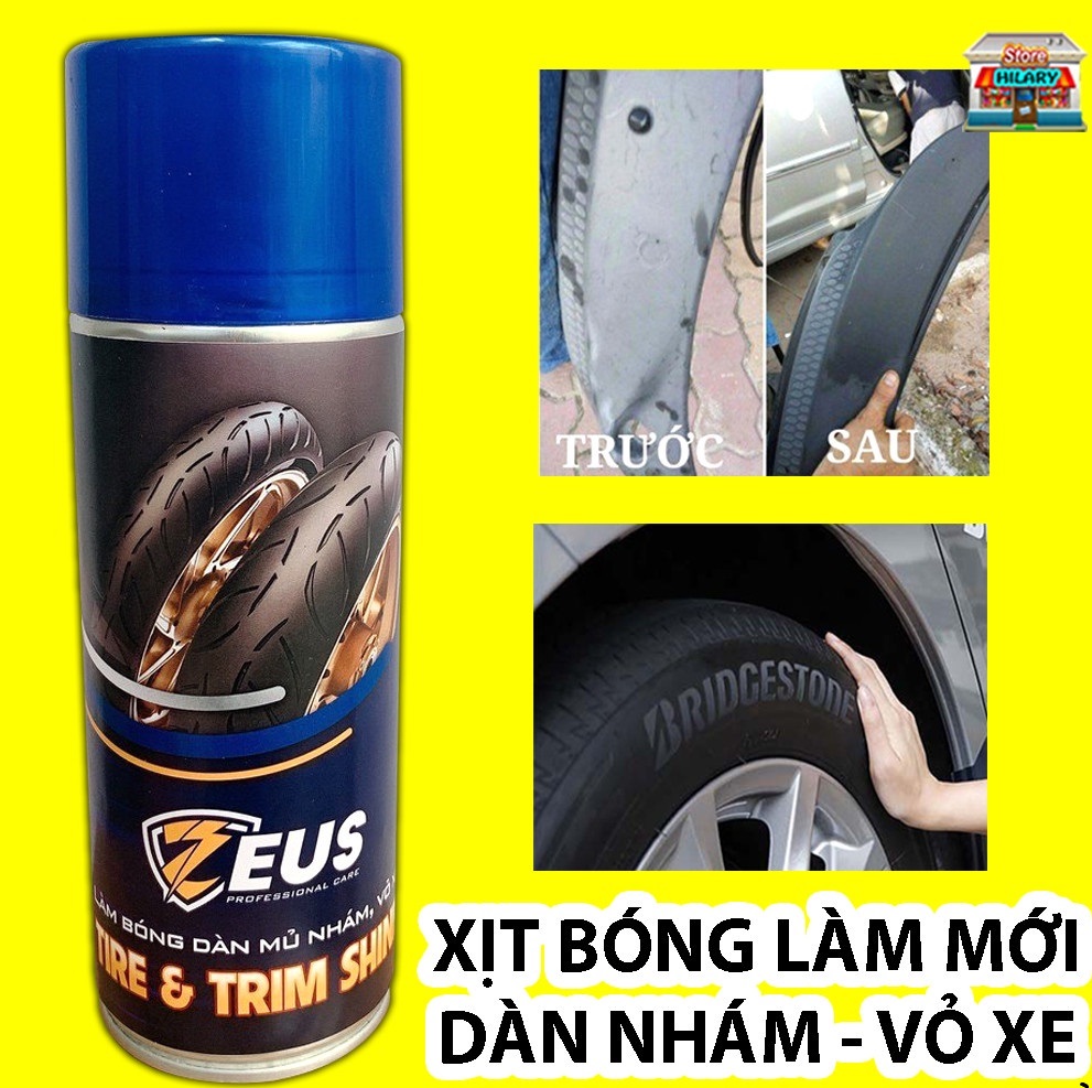 Chai xịt phục hồi nhựa nhám, làm bóng vỏ Zeus dung tích 400ml