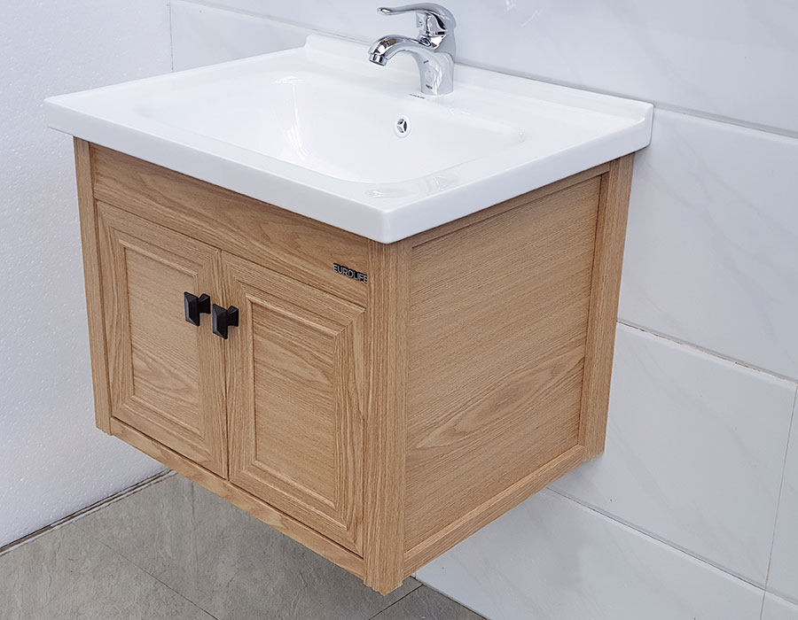 Bộ tủ Lavabo nhựa và carbon chịu nước Eurolife BLV-NC04 kháng nước chống ẩm chống bám bẩn, tạo khuẩn (Nâu gỗ)