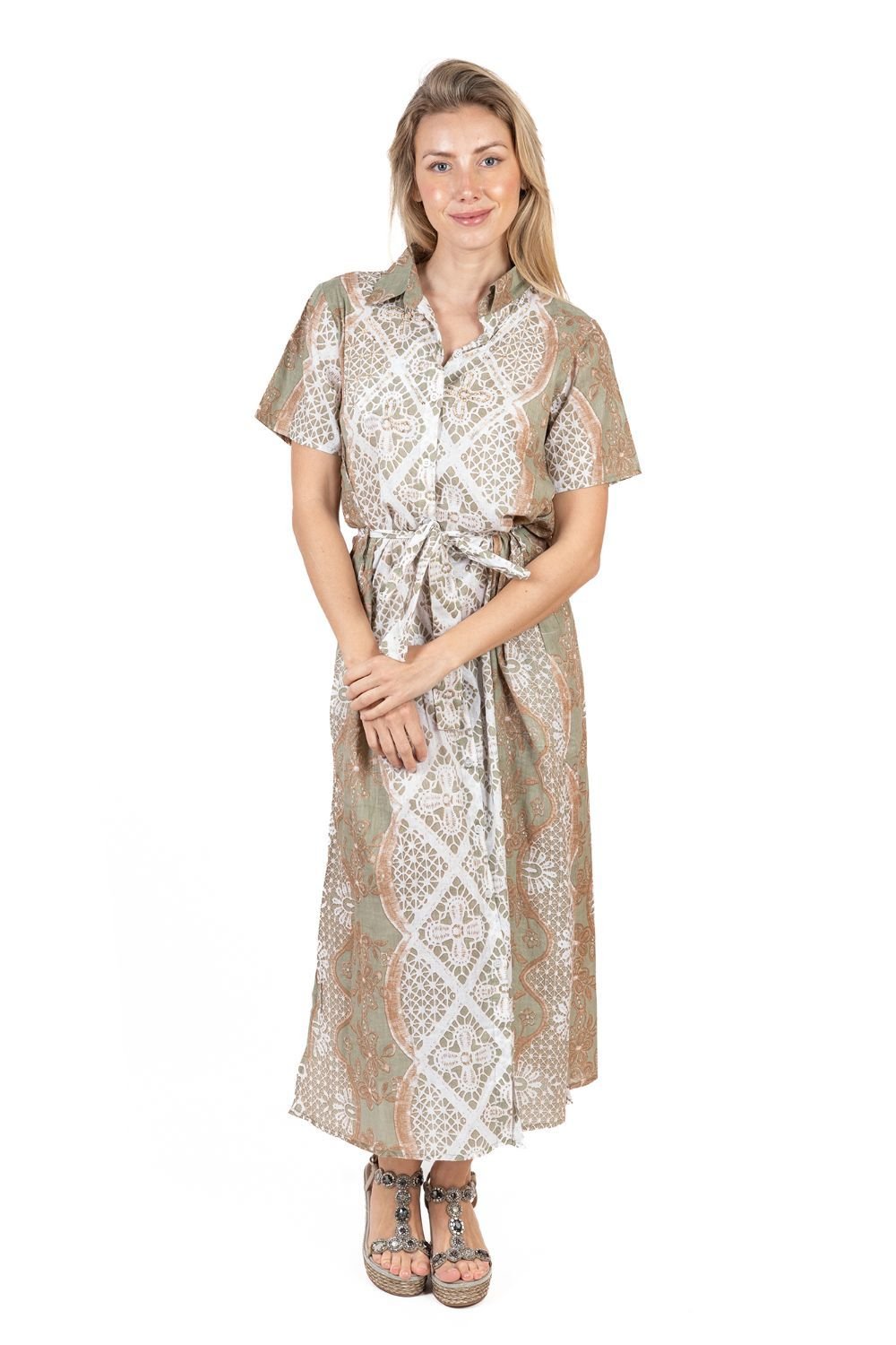 Maxi Sơ Mi Ngắn Tay Kết Cườm Cotton Isla Bonita
