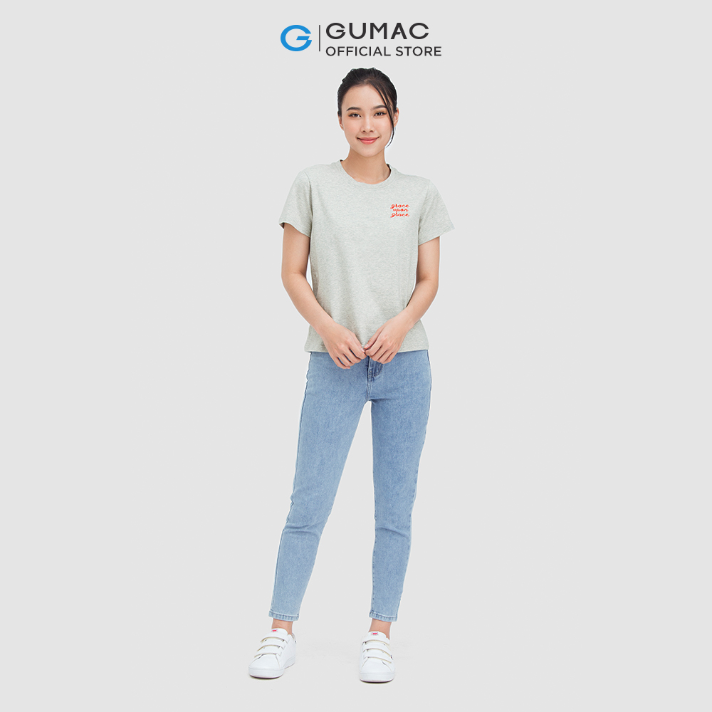 Áo thun nữ GUMAC ATC05068 cổ tròn in chữ năng động