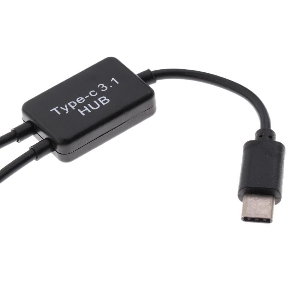 2 in 1 Type C to Dual USB Adapter Power Charger OTG Cable Splitter Adapter