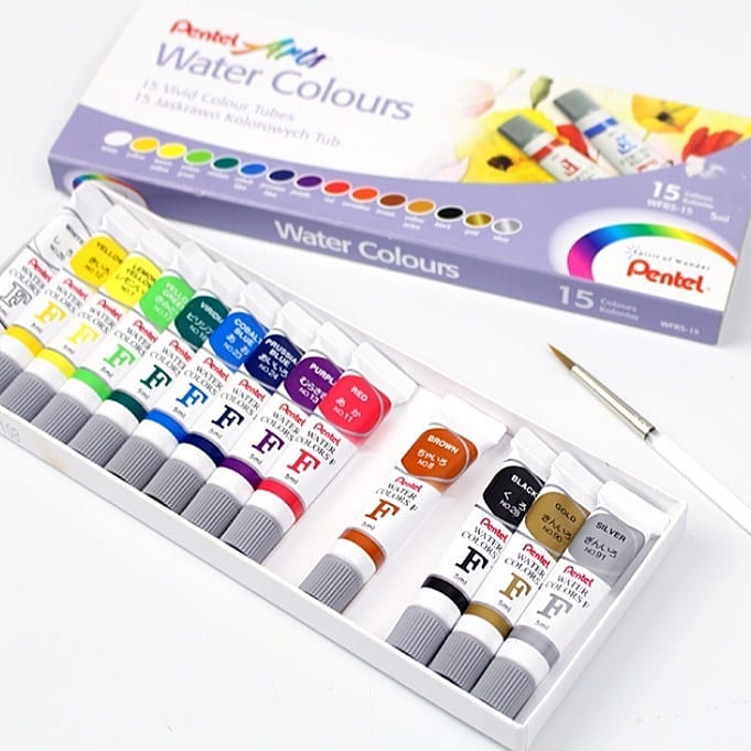 Màu Nước Dạng Tuýp Pentel Water Color WFRS | Vẽ Được Trên Nhiều Chất Liệu | 12 màu/18 màu/24 màu